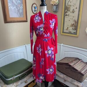 Vintage 1970s/1980s Visionz of California Long Sleeve Floral Midi